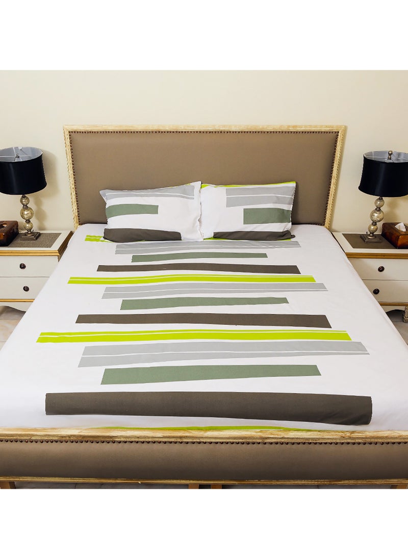 Home-Tex Design 3 Piece Hometex Design 100% Cotton King size printed flat sheet set DEAR - 1 Flat Sheet (240x260 cm) + 2 Pillow Covers (50x80 cm)  - Image 2