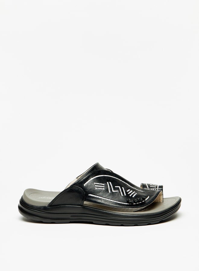 Al Waha Men Embroidered Slip-On Arabic Sandals with Toe Loop - Image 1