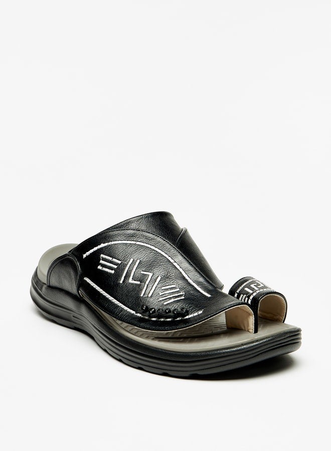 Al Waha Men Embroidered Slip-On Arabic Sandals with Toe Loop - Image 3