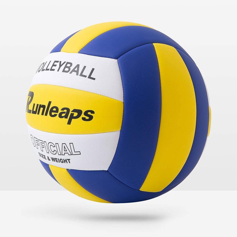 Runleaps Volleyball, Waterproof Indoor Outdoor Volleyball for Beach Game Gym Training, Official Size 5 (Blue-Yellow-White) - Image 2