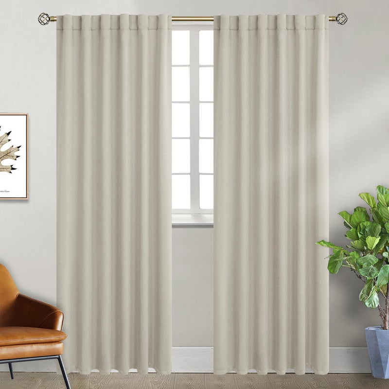 BGment Rod Pocket and Back Tab Blackout Curtains for Bedroom - Thermal Insulated Room Darkening Curtains for Living Room  2 Window Curtain Panels (52 x 95 Inch  Natural Camel) - Image 2