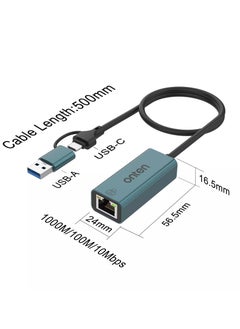 onten Ethernet Adapter USB-A & USB-C RJ45 1000M  - Image 4