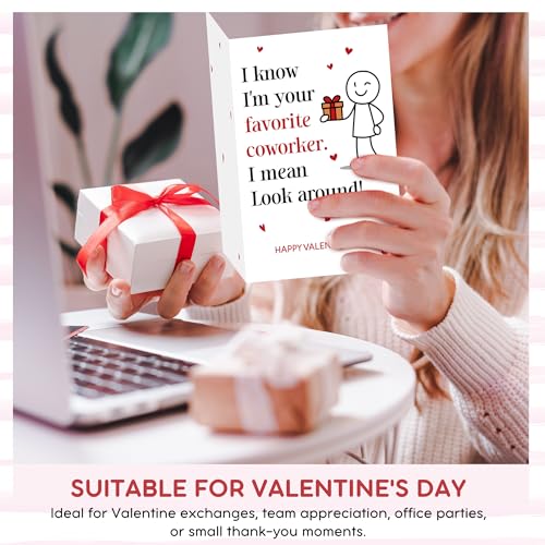 KATLADIZ 24 Packs Coworker Valentine Cards - Valentines Cards for Coworkers - The Office Valentines Day Card for Coworkers, Employees - 4.0''x 6.0'' Funny 6 Designs Card with Envelopes, Stickers - Image 4