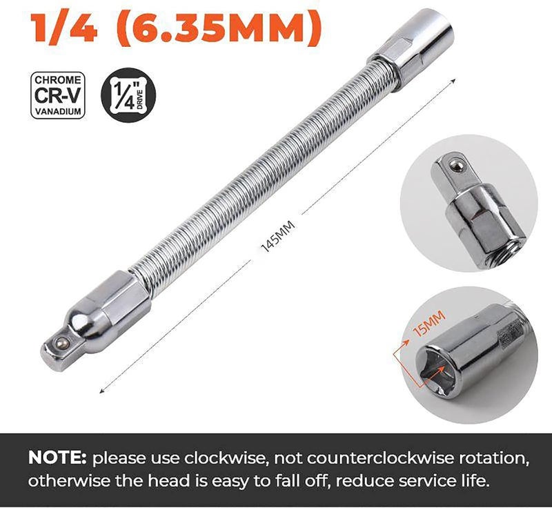 klarako 2021 New Electric Wrench Sleeve Universal Extension Rod, 1/4, 3/8, 1/2 Universal Socket Wrench Set, Bendable Flexible Extension Bar Shaft (3PCS) - Image 5