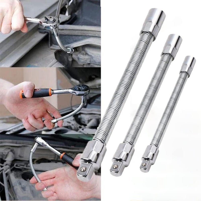 klarako 2021 New Electric Wrench Sleeve Universal Extension Rod, 1/4, 3/8, 1/2 Universal Socket Wrench Set, Bendable Flexible Extension Bar Shaft (3PCS) - Image 1