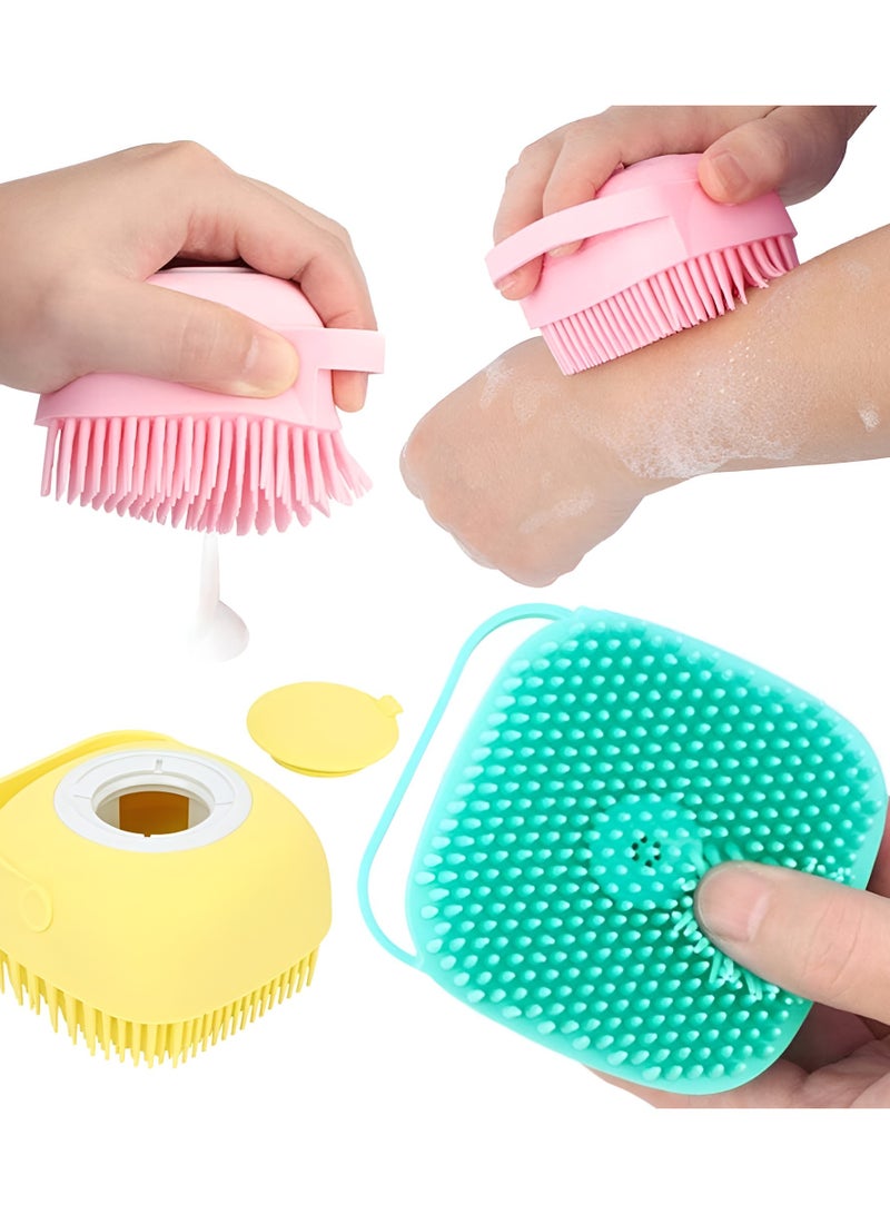 Silicone Bath Brush with Soap Dispenser, Reusable Silicone Bath Body Brush, Shower Brush for Bath, Soft Bristles Massage Brush with Soap Dispenser for Body Scrubbing, Body Massage, Gentle Scalp Scrubber and Softer Hair Comb, Bath Sponge for Infants, Kids, Women, Men and Pets, Multicolor, - Image 2