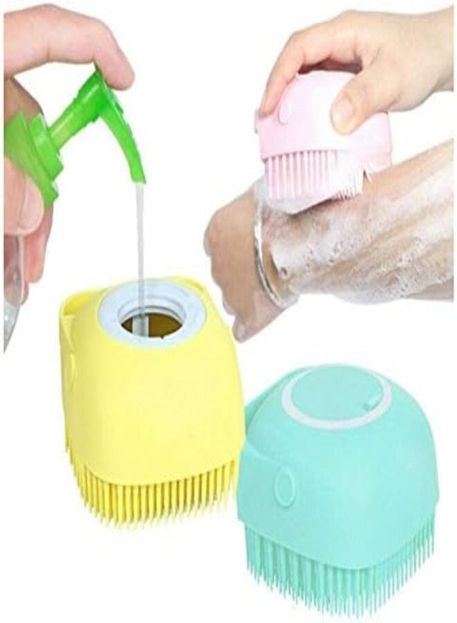 Silicone Bath Brush with Soap Dispenser, Reusable Silicone Bath Body Brush, Shower Brush for Bath, Soft Bristles Massage Brush with Soap Dispenser for Body Scrubbing, Body Massage, Gentle Scalp Scrubber and Softer Hair Comb, Bath Sponge for Infants, Kids, Women, Men and Pets, Multicolor, - Image 5
