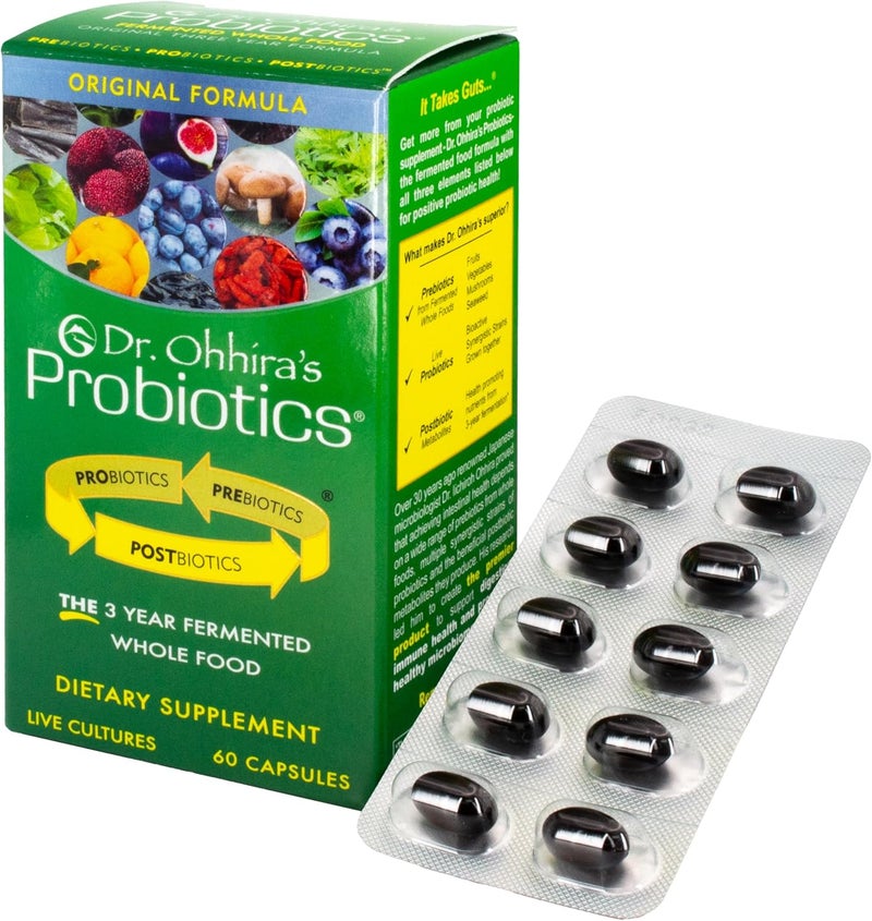 essential formulas Dr Ohhiras Probiotics Original Formula with 3 Year Fermented Prebiotics Live Active Probiotics and The only Product with Postbiotic Metabolites 60 Capsules - Image 1