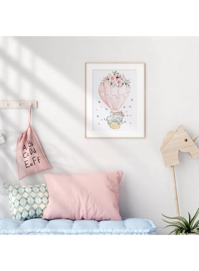 Canssape Pink Elephant Nursery Wall Decor Set of 4 Baby Girl Room Decor Elephant Wall Art Goodnight On A Hot Air Balloon |Dream Big Little One|Baby Room Wall Decor(12"x16")(Unframed) - Image 4