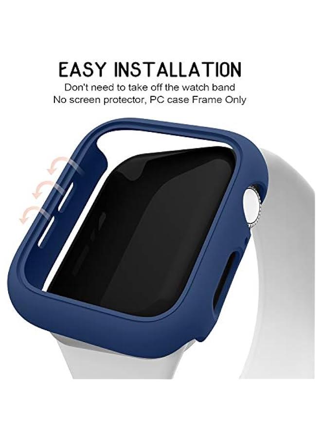 3 Pack Compatible for Apple Watch Case 40mm Series 6 Series 5 Series 4 / SE, Hard PC Bumper Case Protective Cover Frame 【NO Screen Film】 Compatible for iWatch Accessories 40mm, Black/Navy Blue/Clear - Image 3