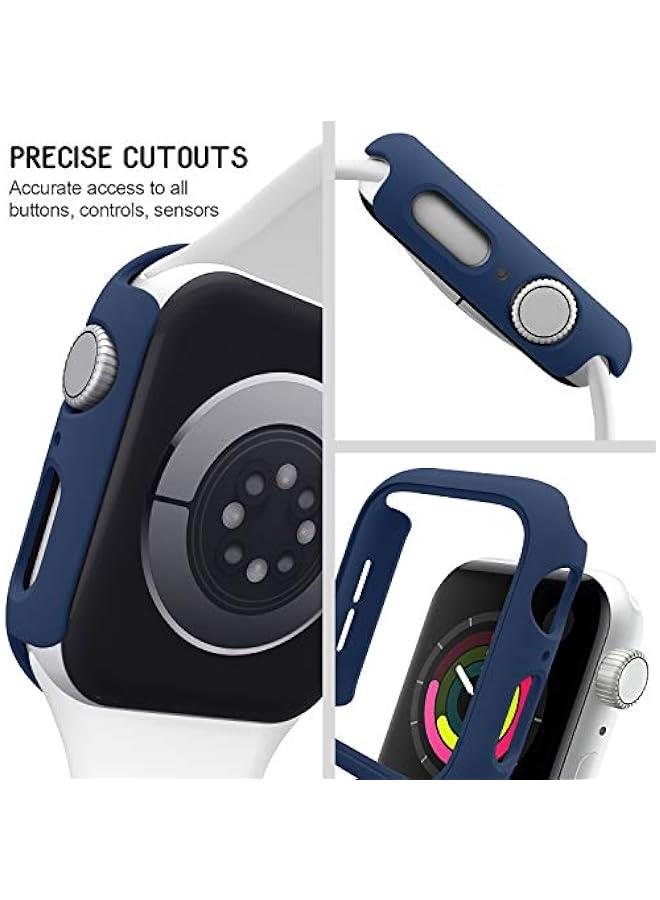 3 Pack Compatible for Apple Watch Case 40mm Series 6 Series 5 Series 4 / SE, Hard PC Bumper Case Protective Cover Frame 【NO Screen Film】 Compatible for iWatch Accessories 40mm, Black/Navy Blue/Clear - Image 2