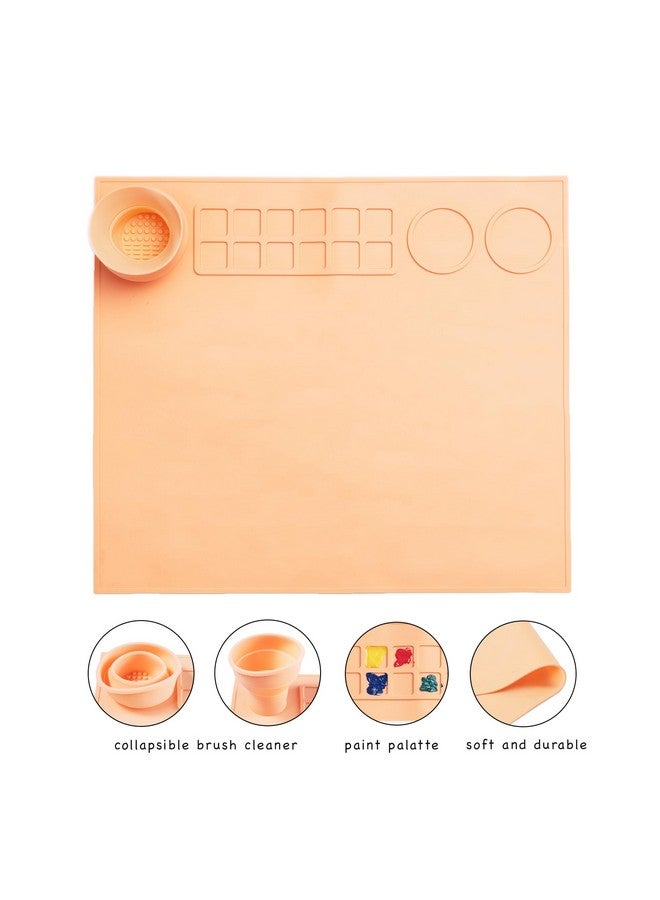 Essenza 100% Non-Toxic Premium Easy to Pack Silicone Painting Mat 42 x 37 CM, Heat Resistant,12 Paint Lines & Cleaning Cups for Adults, Non-Stick, Crafts, Resin, Clay, Play Doh, DIY, Painting Kit, Gift for kids, Skin Color - Image 3