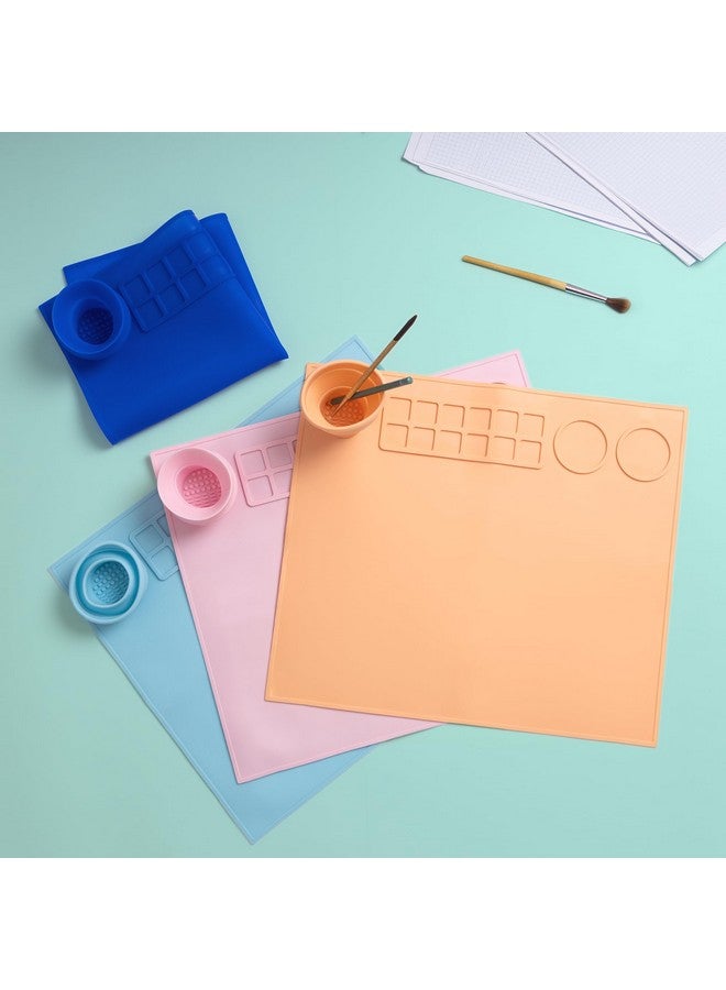 Essenza 100% Non-Toxic Premium Easy to Pack Silicone Painting Mat 42 x 37 CM, Heat Resistant,12 Paint Lines & Cleaning Cups for Adults, Non-Stick, Crafts, Resin, Clay, Play Doh, DIY, Painting Kit, Gift for kids, Skin Color - Image 2