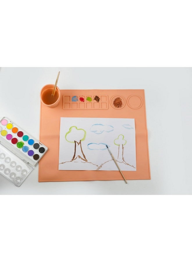 Essenza 100% Non-Toxic Premium Easy to Pack Silicone Painting Mat 42 x 37 CM, Heat Resistant,12 Paint Lines & Cleaning Cups for Adults, Non-Stick, Crafts, Resin, Clay, Play Doh, DIY, Painting Kit, Gift for kids, Skin Color - Image 5