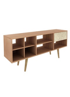 DANUBE HOME Laredo TV Cabinet For Up To 55 Inches TV Entertainment Wall Unit Furniture Wooden TV Stand For Living Room Bedroom TV Rack L136xW33xH59.5 cm Almond/Rattan  - Image 3