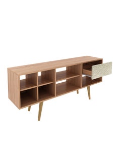 DANUBE HOME Laredo TV Cabinet For Up To 55 Inches TV Entertainment Wall Unit Furniture Wooden TV Stand For Living Room Bedroom TV Rack L136xW33xH59.5 cm Almond/Rattan  - Image 5