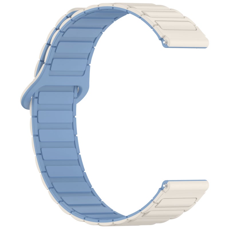 For Garmin Forerunner 165 Dual Color Magnetic Buckle 20Mm Silicone Watch Band(White+Blue) - Image 4