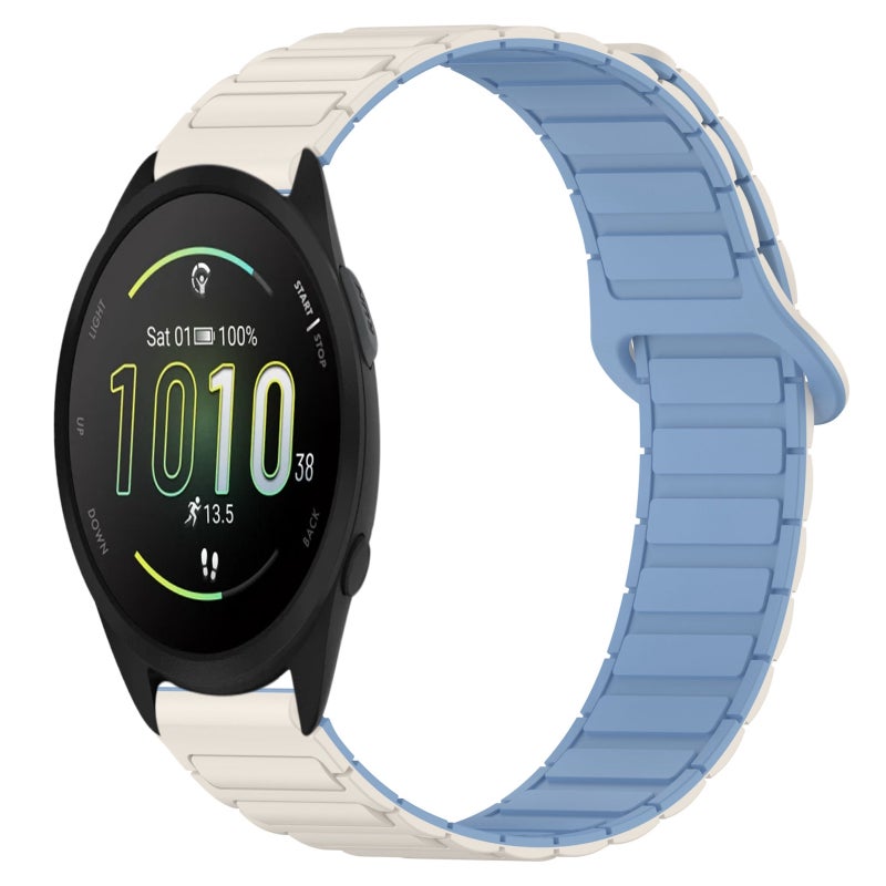 For Garmin Forerunner 165 Dual Color Magnetic Buckle 20Mm Silicone Watch Band(White+Blue) - Image 1