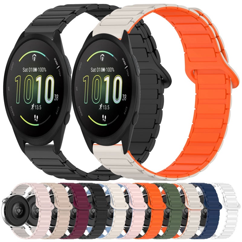 For Garmin Forerunner 165 Dual Color Magnetic Buckle 20Mm Silicone Watch Band(White+Blue) - Image 5