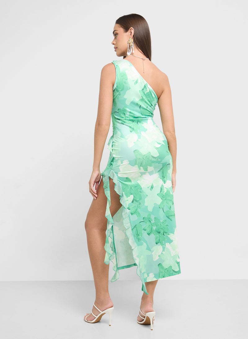 جينجر فستان ميدي بنقشة الزهور وكشكش - Image 2