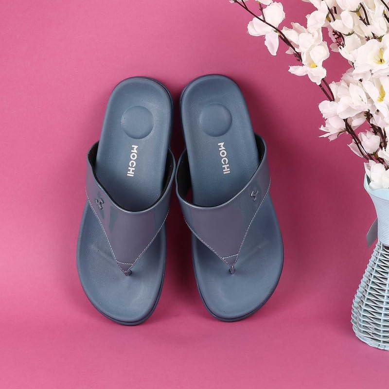 Mochi Womens Synthetic Blue Slippers (Size (6 UK (39 EU)) - Image 2