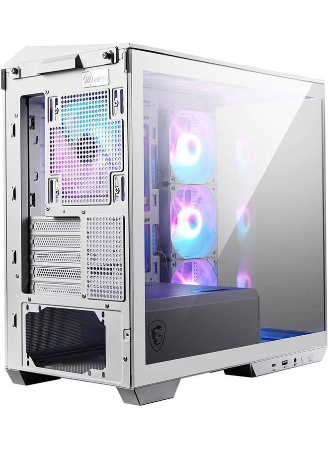 MSI MAG PANO M100R PZ Micro ATX Gaming Case, 270° Pano Temp Glass Panel, 4* aRGB Fans & Up to 360mm AIO, 1x 2.5"/3.5 Drive Bay, Support Back-Connect Motherboard, USB-/ USB-A| 306-7G24W21-809 White  - Image 5