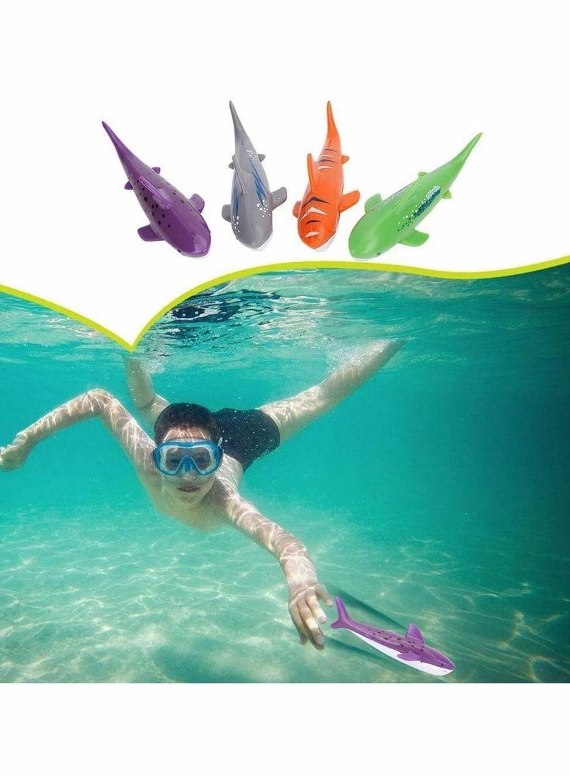 Excefore - Diving Toys Sticks, Swimming Pool Dive Stick Bath Water Toys Underwater Swim Beach Toy Shark Rocket Shape Throwing Torpedo Game Training Gift for Kids Boys Girls 6 7 8 Years Old (4 Pcs) - Image 1