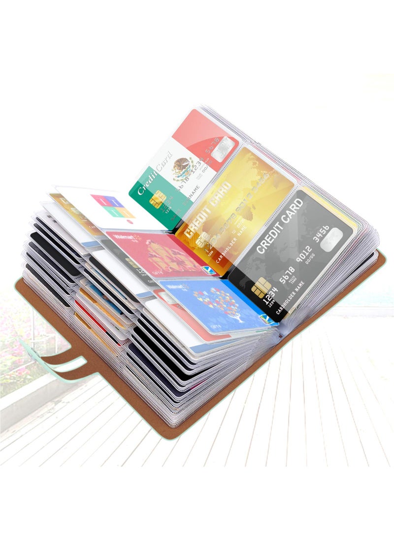 Excefore حامل بطاقات الائتمان، منظم بطاقات العمل، واقي بطاقات الائتمان مع 96 فتحة بطاقة، حامل بطاقات العمل الذي يحجب RFID لإدارة بطاقاتك المختلفة لمنع الضياع أو التلف (أخضر) - Image 1