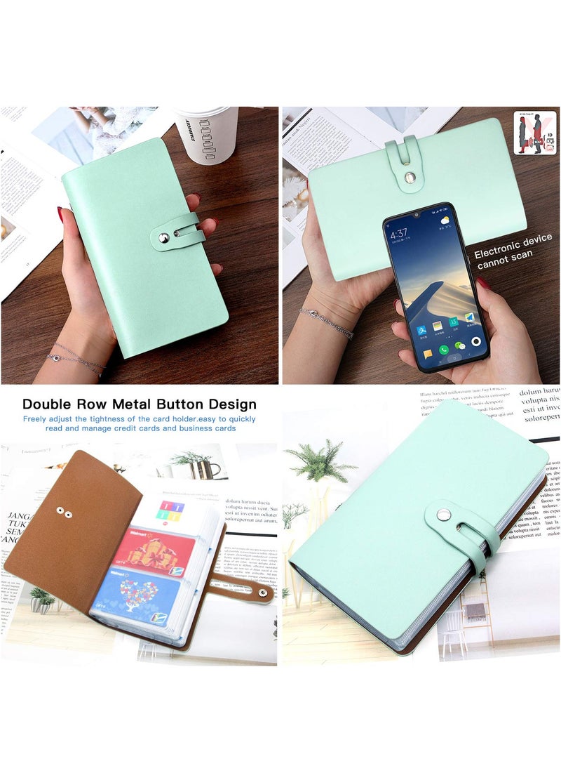 Excefore حامل بطاقات الائتمان، منظم بطاقات العمل، واقي بطاقات الائتمان مع 96 فتحة بطاقة، حامل بطاقات العمل الذي يحجب RFID لإدارة بطاقاتك المختلفة لمنع الضياع أو التلف (أخضر) - Image 2