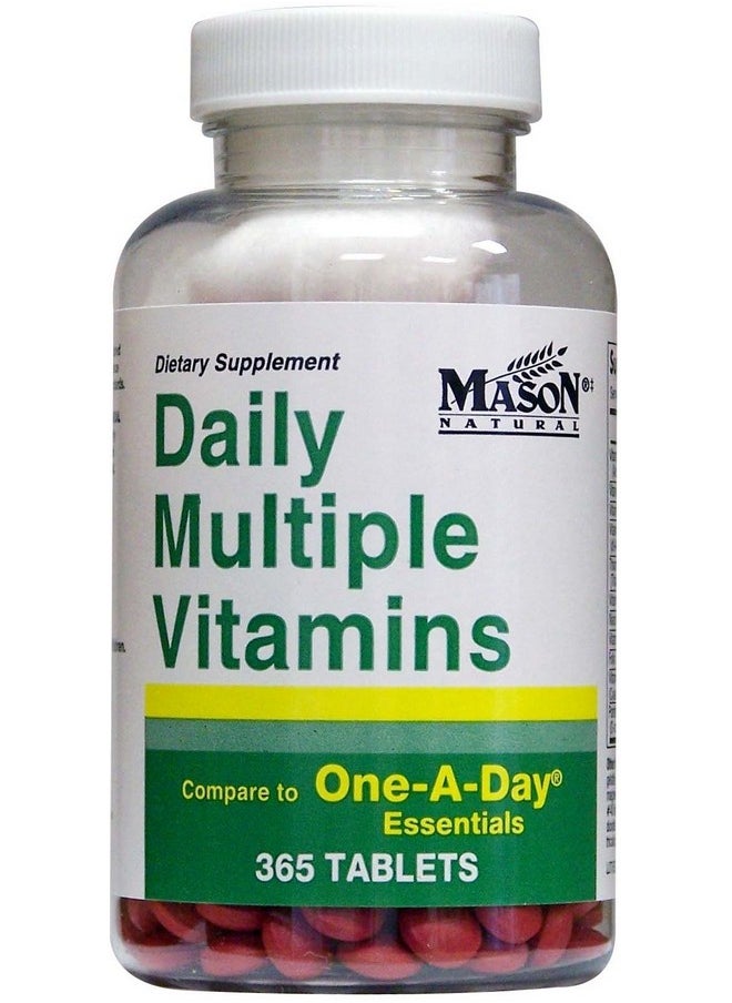 Mason Natural - Daily Multiple Vitamins Compare To One A Day Essentials Multivitamin Multimineral Supplement 365 Tablets Per Bottle Pack Of 2 Total 730 Tablets - Image 1