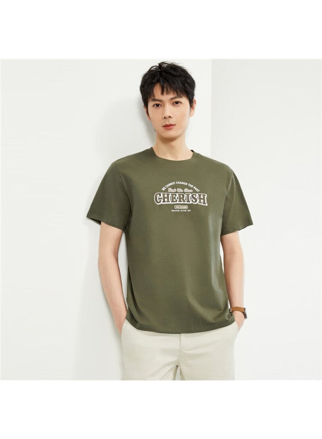 GIORDANO Zara Men's Short Sleeve T-shirt Pure Cotton Vintage Printed Round Neck Casual Sports T-shirt Men 13094201 - Image 2