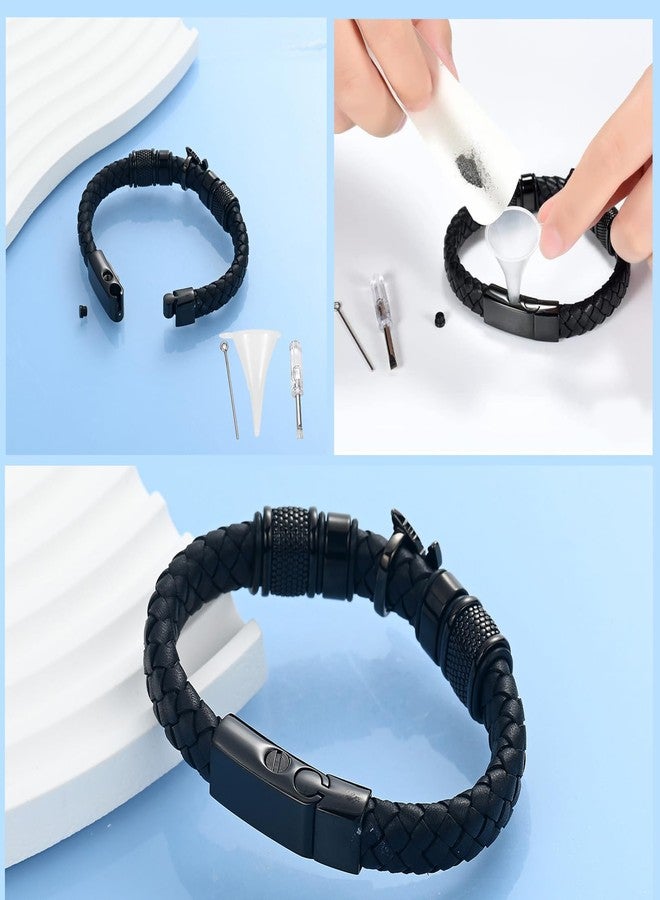 Hearbeingt Cremation Jewelry Urn Bracelet for Ashes for Women Men Keepsake Memorial Cuff Braided Leather Wristband Urn Bangle Bracelet for Ashes - Image 5