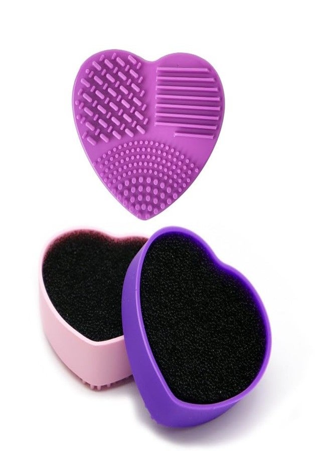 MobFest® Eco-friendly Durable Cosmetic Brush Washing Pad Silicone Heart Shaped Makeup Brushes Cleaner, Multicolor (M, 1) - Image 1