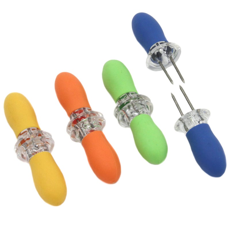 Chef Craft Classic EZ Store Jumbo Corn Holders, 8 piece set, Yellow/Green/Blue/Orange - Image 1