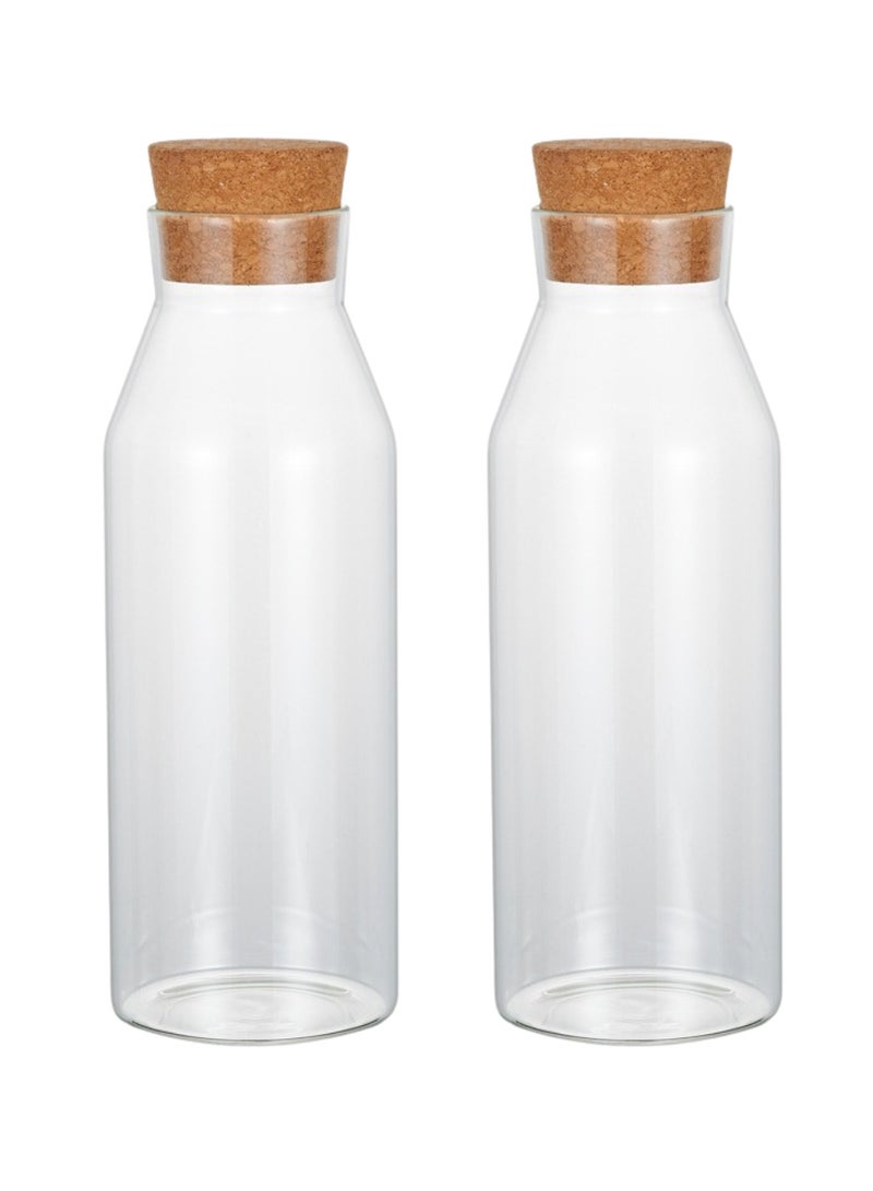 GoldenLike Glass Storage Canister, Food Storage Jar Glass Storage Containers with Cork BPA-Free Nut Storage Tank Airtight Container Kitchen Jars for Cereal Sugar Pasta Coffee Beans, 1200ml, 2 Packs - Image 1