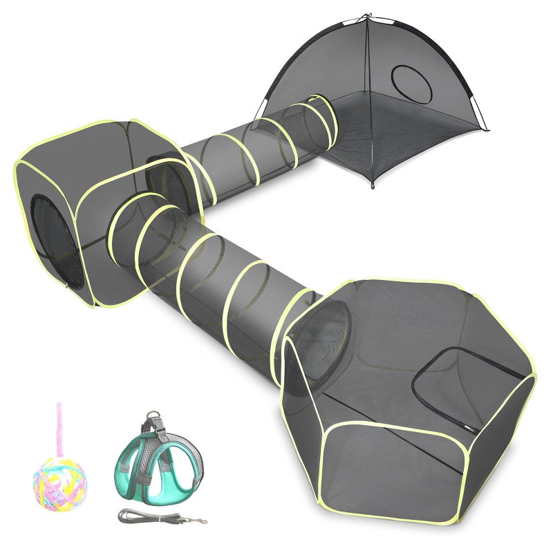 Wilwolfer 5 in 1 Cat Enclosure - Outdoor Cat Tent with Tunnel & House - Portable Pet Playpen for Cats, Puppies & Small Animals - Image 1
