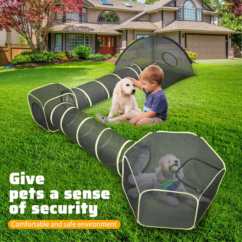 Wilwolfer 5 in 1 Cat Enclosure - Outdoor Cat Tent with Tunnel & House - Portable Pet Playpen for Cats, Puppies & Small Animals - Image 3