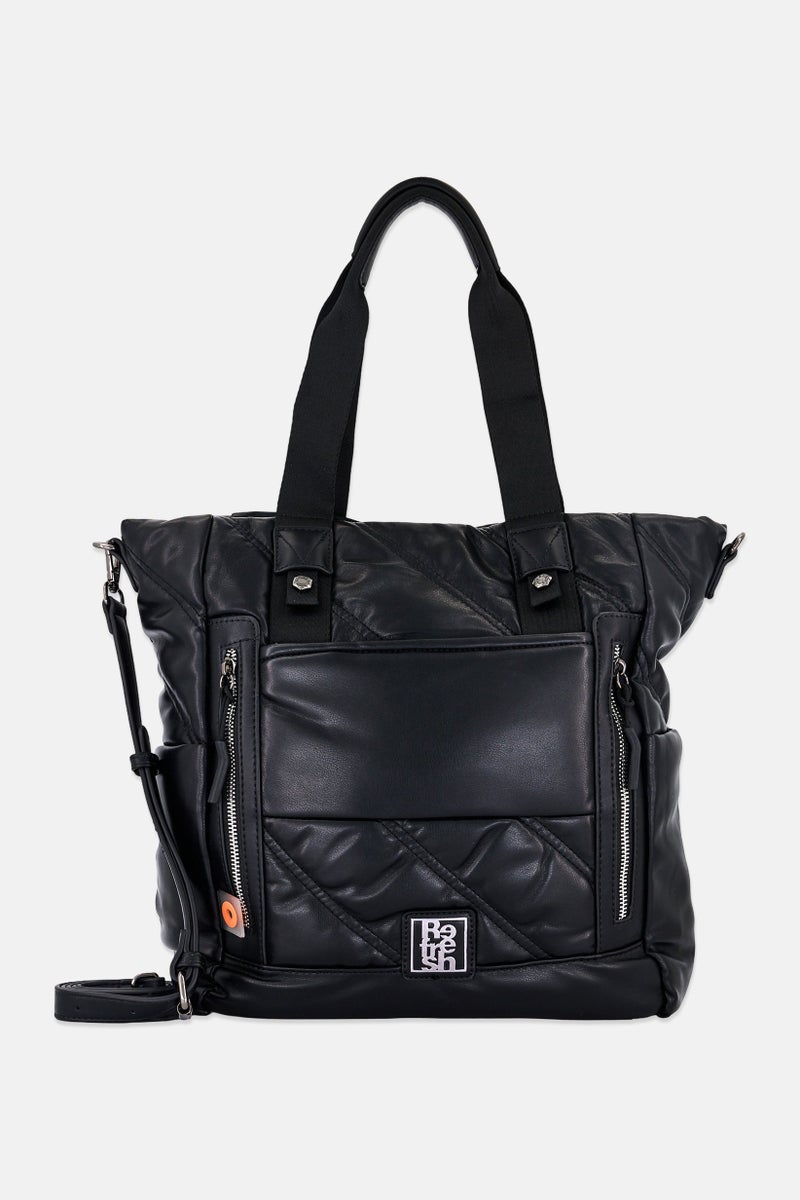 REFRESH Women Brand Logo Tote Bag, Black - Image 1