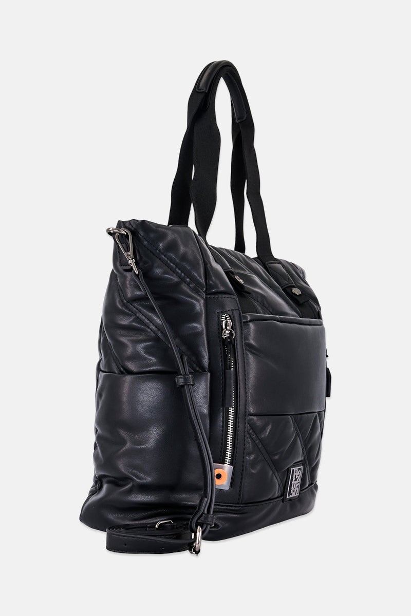 REFRESH Women Brand Logo Tote Bag, Black - Image 3