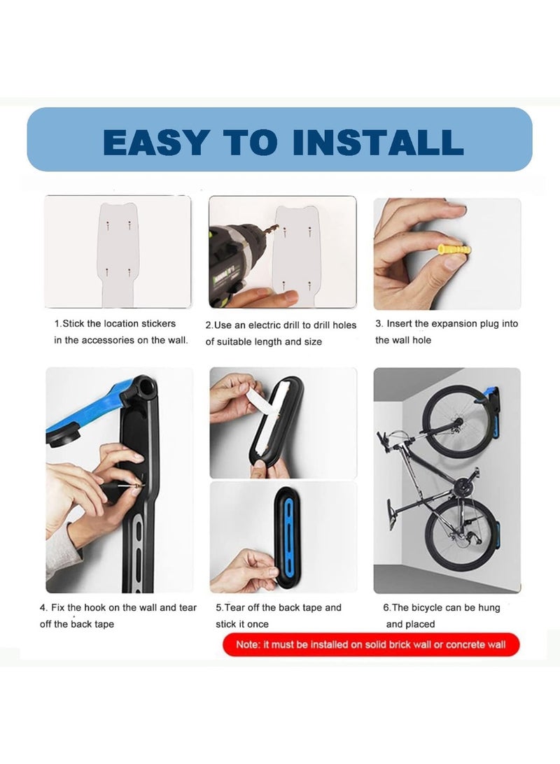 Bukela Blue Garage Indoor Bike Rack Wall Mount Organizer Hook Bicycle Hanger Storage System Vertical Hanging for Indoor Shed Easily Hang Heavy Duty Space Saving for Road Mountain Hybrid Bikes,1PCS - Image 2