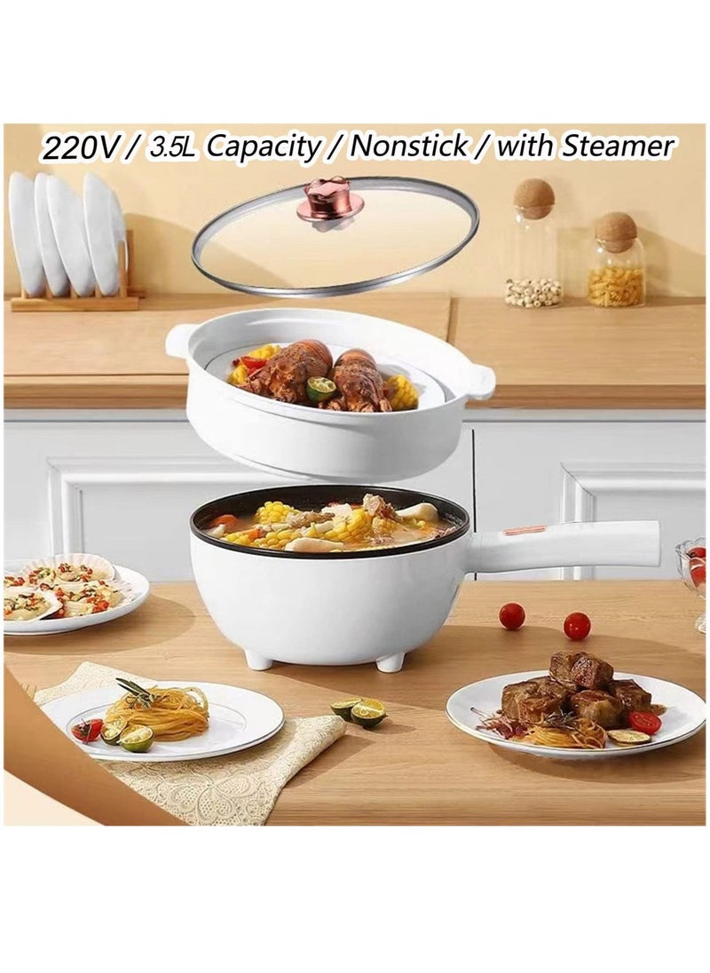 XiuWoo 3.5L Electric Hot Pot with Steamer and Temperature Control Non-Stick Electric Skillet,Frying Pan,Electric Saucepan,for Noodles, Egg, Steak, Sauté, Steam and Soup  - Image 2
