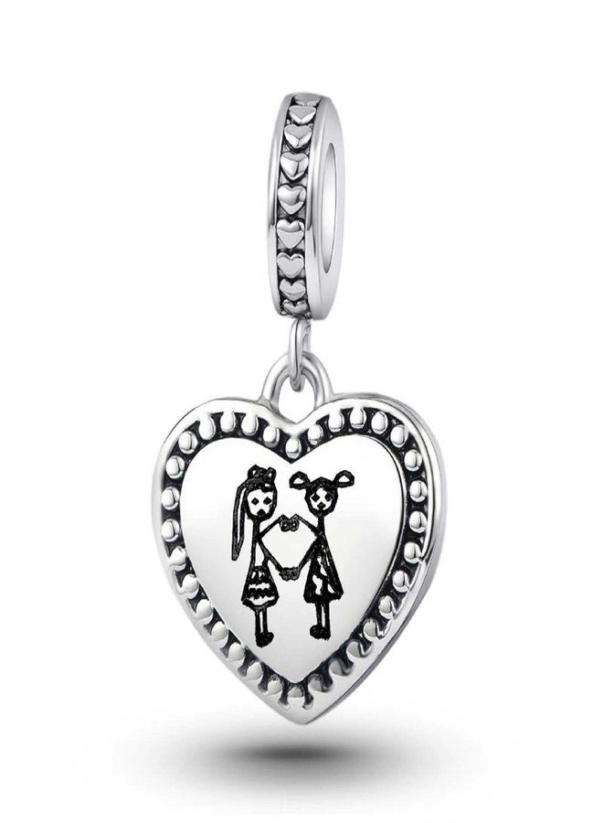 KunBead Big Soul Sister Love Heart Dangle Charms Compatible with Pandora Bracelet Necklace Birthday Jewelry Gifts for Women - Image 2