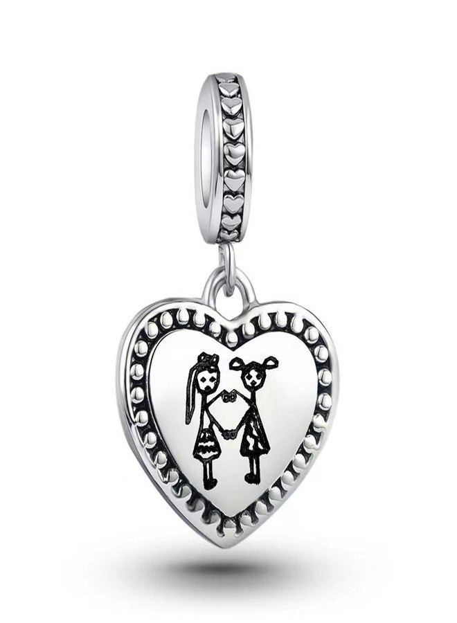KunBead Big Soul Sister Love Heart Dangle Charms Compatible with Pandora Bracelet Necklace Birthday Jewelry Gifts for Women - Image 3