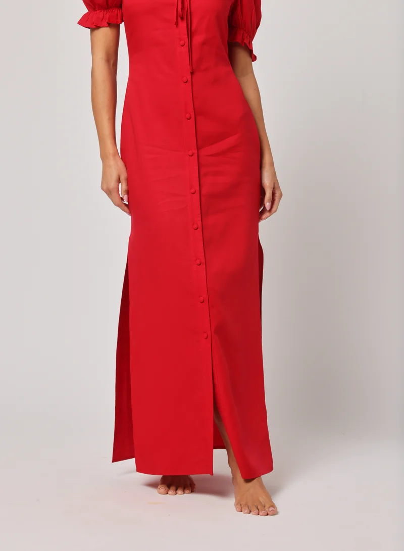 أشيتا فرنانديز Button-Down Front with Side Slits dress