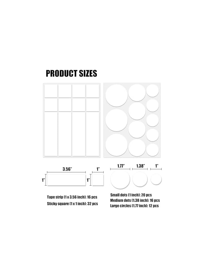 PROMASS promass 96 PCS Double Sided Tape for Walls, Removable Mounting Tape, Picture Hanging Strips Mounting Adhesive Dots Heavy Duty for Photo, Art Craft, Balloon, Decoration, Party and More  - Image 2