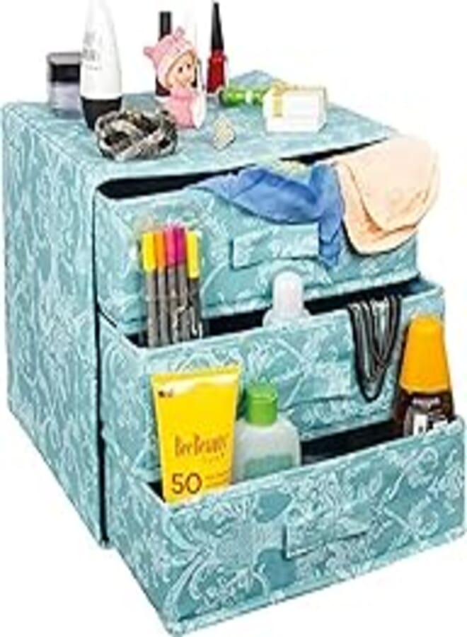 ALAS Storage Cabinet with Three Drawers, 3 layers Foldable Drawer Cabinet Closet Organizers and Storage Boxes, Drawer Underwear Organizer Dividers for Sock Bra, Lingerie 32 x 32 x 32. 