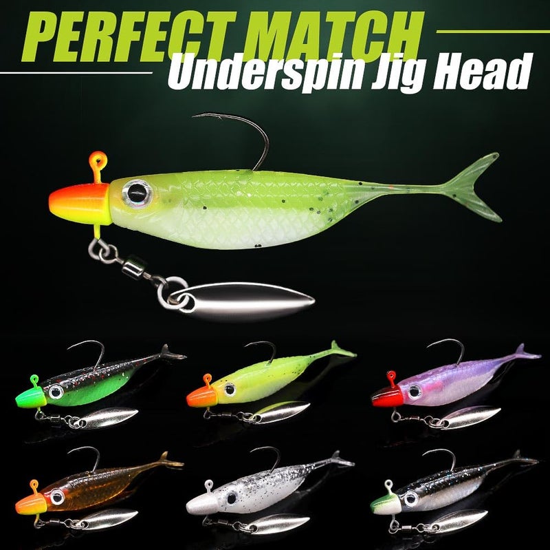 LURELINK Crappie Baits Kit â€“40 & 135 Piece Soft Plastic Underspin Jig Heads, Shad Minnow Lures Set for Crappie Fishing Panfish Bluegill Perch Trout (40 PCS â€” Starter Crappie Kit) - Image 3