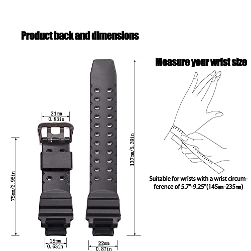 MCXGL Rubber Strap Compatible with Casio GW-4000 GA-1000 GW-A1000 Watch Replacement Resin Band Men' Sports Waterproof Black Bracelet - Image 2