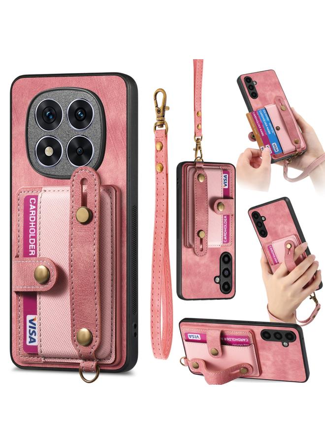 The Bros Case For Xiaomi Redmi Note 14 5G Retro Cross Wristband Wallet Leather Back Phone Case