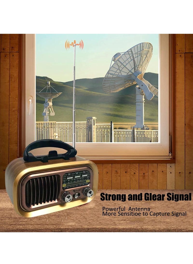 Small Retro Vintage Radio with Bluetooth, RX-BT628 Portable Radio AM/FM/SW, Support TF Card/USB/MP3 Player, Rechargeable or Battery Operated - Image 5